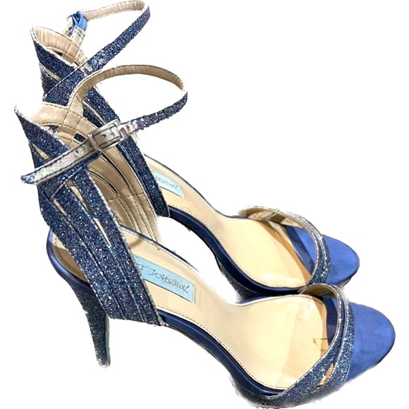 Betsey Johnson Blue Glitter Strappy Heels - Picture 5 of 10